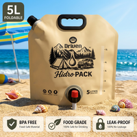 Sac à eau en plastique personnalisé de 5 L, sans fuite, avec bec verseur, qualité alimentaire, pliable, pochette autoportante, sac à boisson portable pour l'extérieur