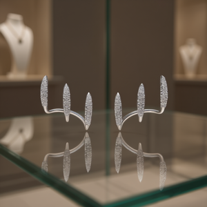 Orecchini a Cerchio Placcati in Oro Bianco con Diamanti Taglio Brillante Rotondo Micro Incastonati per Donne Gioielli Classici alla Moda E1713 - Product Image 2