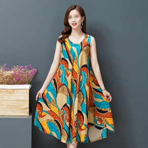 เดรสมิดิผ้าชีฟองแขนกุดลายดอกไม้ย้อนยุคลายดอกไม้ฤดูร้อน - Product Image 6