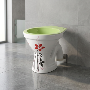 WC monobloc Vitrosa vert à double impression céramique, siphon S/P, double chasse, style rustique européen, fonctionnement automatique - Product Image 1