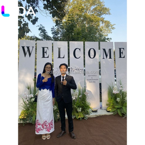 LEDA Custom Welcome Letter Divider <b>Backdrop</b> Wedding Welcome Sign Partition Screen With <b>Stand</b> for Wedding Entrance Decoration - Product Image 3