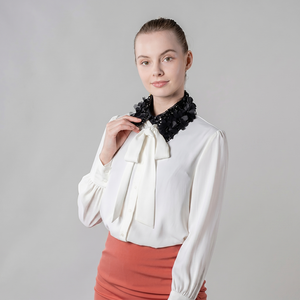 Chemise à col Dickie pour femme, col pastoral, faux col perlé, faux col en strass pour femme, avec pierres naturelles - Product Image 6