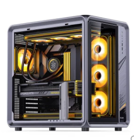 Boîtier de PC de jeu ATX en aluminium gris Jonsplus BO400 neuf - Product Image 3
