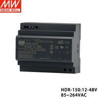 Alimentation sur rail DIN MEAN WELL HDR 15W 30W 60W 100W 150W, sortie simple 24V, entrée 85-264VAC pour usage industriel