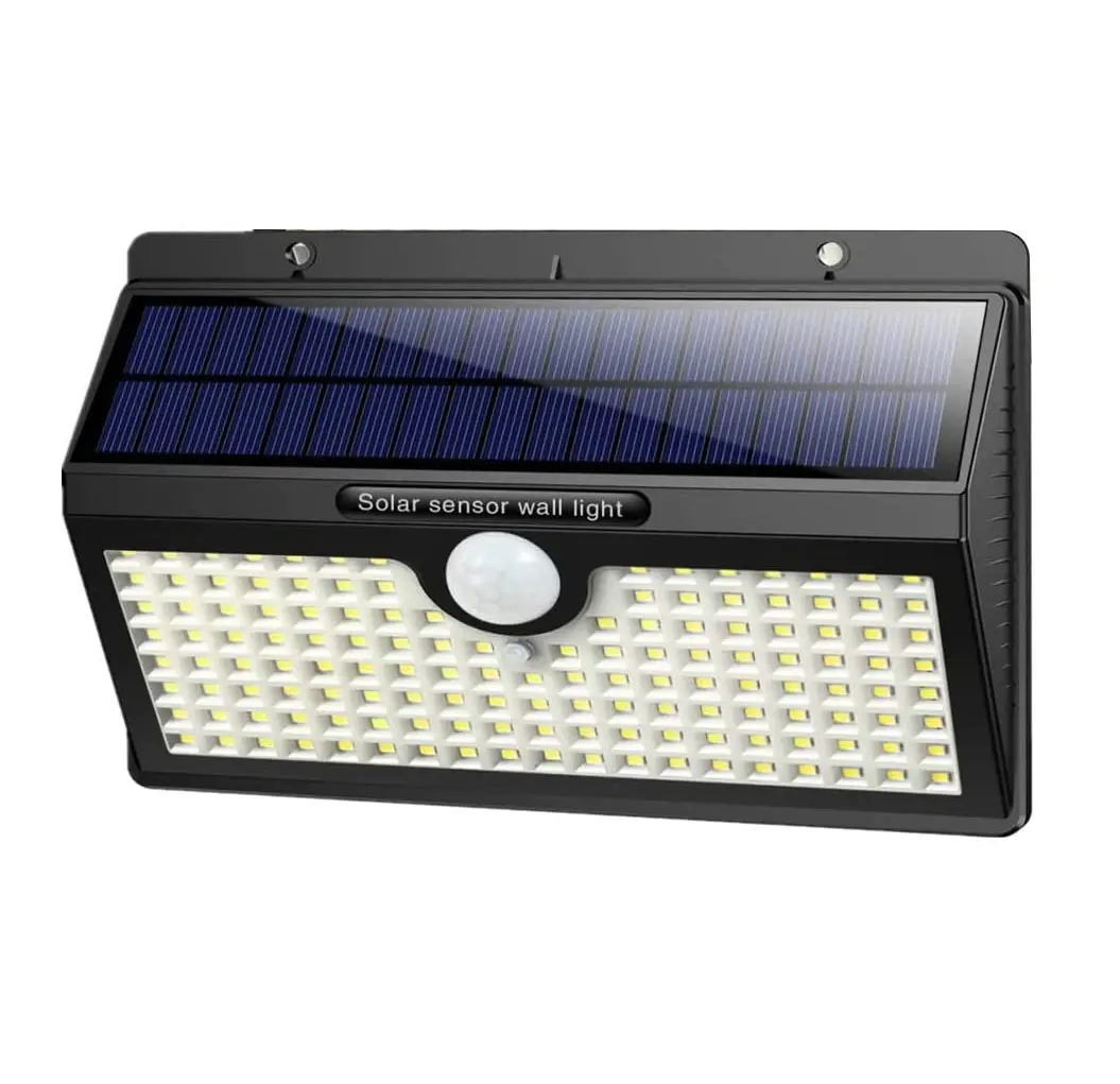 Lámpara de pared activada impermeable para exteriores brillante de 138 LED, 1200 lúmenes, ip65, sensor de movimiento solar, luz de pared, luz de valla solar exterior