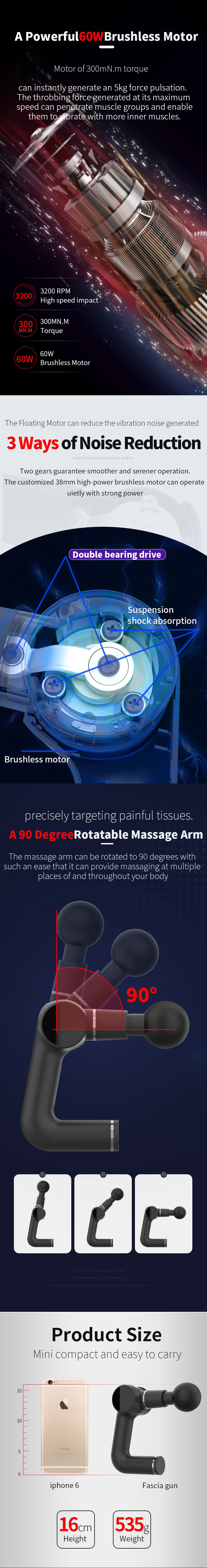 Intelligent Mini 90 degree Rotation Fascia Massage Gun