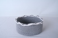 Panier de rangement en corde de coton gris et blanc tressé, moderne et écologique, pour cuisine, salon, chambre d'enfant, chambre à coucher, articles divers et jouets