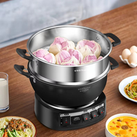 Poêles à double couche 34/36/38 cm Casserole à vapeur multifonctionnelle antiadhésive Cuisson électrique marmite Cuisinière électrique Woking Pan