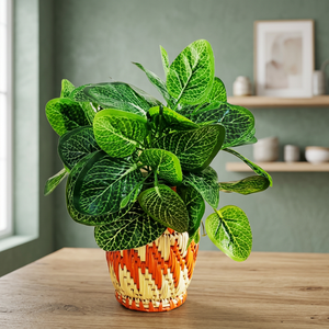 Natural Handmade Wooden Hand Carved Planter with Drainage Hole for Artificial Flowers Floor/<b>Table</b> Top Use - Product Image 4