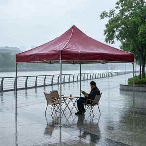 Tente de marché pop-up 3x3m personnalisée, verte poussière, avec structure hexagonale robuste et toit équipée d'un drain et de fils en acier souple - Product Image 1