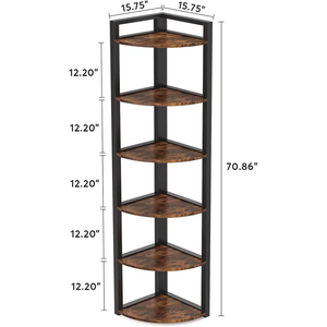Factory Custom Heavy Duty 6 Tier Corner Bookcase with 6 Layer Storage <b>Shelves</b> Tall <b>Thin</b> Bookcase Rack - Product Image 4