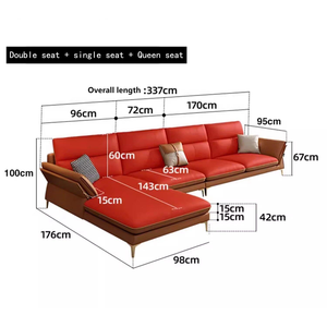 Moderno Divano Componibile di Lusso a L in Pelle Italiana Stile Design Europeo Minimalista Set Soggiorno Personalizzabile - Product Image 3