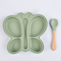 Ventes chaudes Articles pour bébés Vaisselle en silicone personnalisée Ensembles de repas Ensembles pour nouveau-nés Cadeau Assiettes Ensembles Style animal mignon
