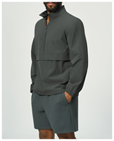 Veste Homme Légère Respirante à Col Montant Demi-Zip Imperméable Unie Décontractée pour l'Extérieur avec Logo Personnalisé en Nylon Doux