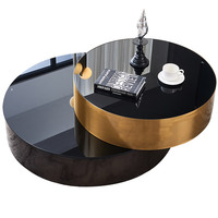Table basse en verre trempé noir de style italien avec cadre en acier inoxydable pour salon et hôtel