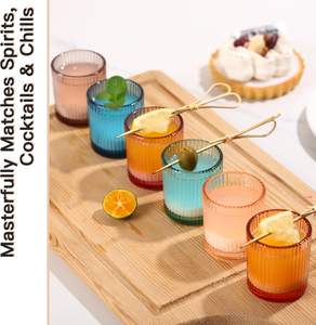 Juego de Vasos de Chupito Mini de Colores, 6 Unidades de 1.5 oz, Vasos de Vino Creativos de Estilo Vintage Acanalado de los 80 para Bares - Product Image 6