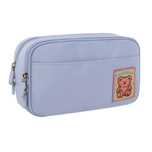 Trousse à crayons bleu clair personnalisable avec fermeture éclair et patch, idéale pour l'école et le bureau – Sac de papeterie au design soigné - Product Image 2