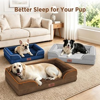 Lit orthopédique pour chien avec rebord, mousse alvéolée 25D, velours pelucheux, canapé apaisant pour grands chiens, imperméable et lavable