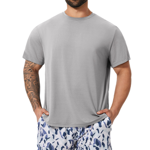 Camiseta de Verano para Hombre, Corte Musculoso, Manga Corta, Dobladillo Curvo, Ecológica, 180g, Tejido de Bambú, Diseño Liso - Product Image 4