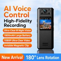 Mini caméra corporelle à commande vocale IA 1080P, enregistreur vidéo et audio portable, batterie 11H, clip magnétique, 128G 256GB, grand angle 180°