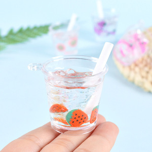 Miniature ice cup toy keychain pendant, simulated shaved ice, smoothie, juice, food decoration, DIY dollhouse prop - Product Image 4