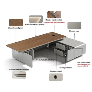 Scrivania Direzionale a <span class=keywords><strong>L</strong></span> in Legno di Lusso, Set Completo Minimalista Moderno per CEO e Manager, Arredamento <span class=keywords><strong>Ufficio</strong></span> di Alta Gamma - Product Image 2