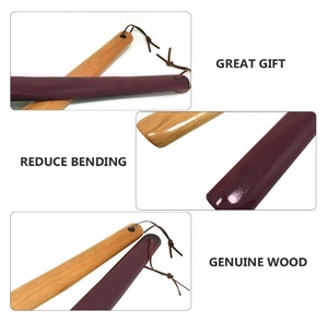 Cuerno de zapato de madera profesional, cuerno de zapato de madera de haya y cuernos de zapato de mango largo con correa de cuero - Product Image 5