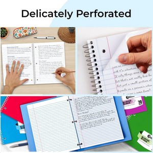 Rosmonde Spiral <strong>Notebooks</strong> 12 Pack 1 Subject College Ruled 70 Sheets 8x10-1/2" 3 Hole Punched <strong>Bulk</strong> Assorted Colors - Product Image 4