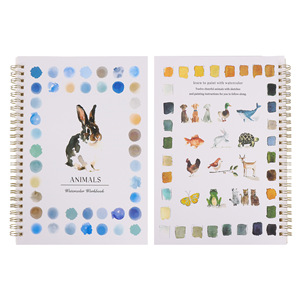 Cahiers de travail d'aquarelle sur le thème du jardin, couverture en cuir, livre de <span class=keywords><strong>coloriage</strong></span>, kit de peinture adapté aux débutants, scènes de nature faciles, cadeau pour adultes et adolescents - Product Image 4