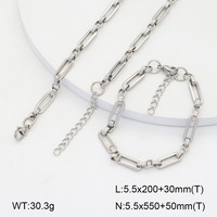 Collier simple en acier inoxydable doré, chaîne épaisse à maillons trombones, bijoux tendance, ensemble collier et bracelet en gros