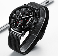 CRRJU 2261 Nuevo Reloj de Cuarzo Chino para Caballero, Correa de Malla Creativa, Cronómetro Luminoso, Diseño de Reloj para Todo Tipo de Senderismo