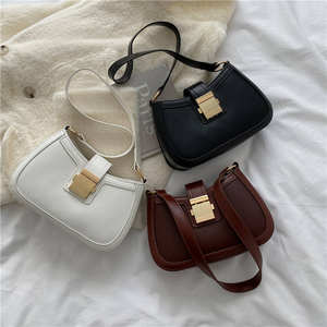 Wholesale solid color handbag custom Pu leather girl retro square shoulder bag - Product Image 6