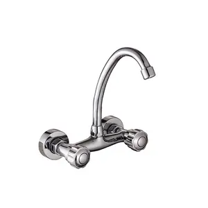 Dupla Alavanca Pull Down Wall Mounted Zinc Kitchen Faucets Sink Mixers Water Tap