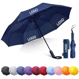 Automatic 3 Fold Promotional Compact Windproof Portable Custom UV Logo Print Foldable Fiberglass Frame Wedding Rain Umbrella