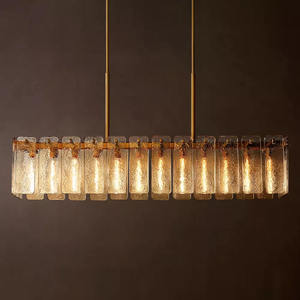 Lampe suspendue contemporaine moderne pour îlot de cuisine, grande lampe rectangulaire en verre italien haut de gamme, lustre de luxe - Product Image 4