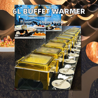 Réchaud de buffet de luxe d'acier inoxydable de 6L de restaurant d'hôtel réchauffeur de nourriture électrique/de gaz pour la restauration et le mariage