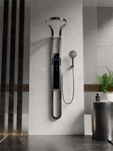 Grifos termostáticos negros mate Montaje en pared Panel de <span class=keywords><strong>ducha</strong></span> de lluvia Función de pausa para hoteles suaves Villas Apartamentos Hecho Latón duradero - Product Image 6