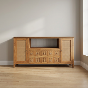 Sturdy Modern Chinese Traditional Wooden Panel Sideboard Storage Cabinet Drawers <b>TV</b> <b>Stand</b> for Living Room Home Hotel Villa - Product Image 2