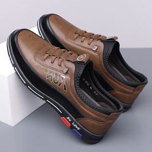 Muni Mocassins en cuir pour hommes, chaussures décontractées confortables à talon bas et semelle en caoutchouc, pour les loisirs, taille 49 50 - Product Image 4