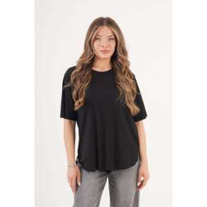 Camiseta Negra sin Costuras con Cuello Redondo para Mujer al por Mayor - Product Image 3