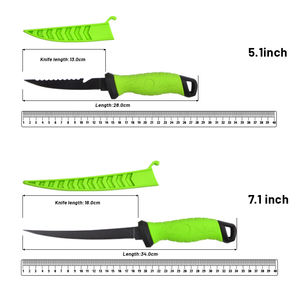 طقم سكاكين صيد السمك WPK-1867، سكاكين من الفولاذ المقاوم للصدأ بأحجام من 5 إلى 9 بوصات، 5 أحجام مختلفة لسكاكين تقطيع السمك والأسماك النيئة - Product Image 5