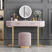 Tabouret de Dressing Rond en Flanelle au Design Moderne Vente en Gros d'Usine de Maquillage pour Chambre à Coucher de Luxe