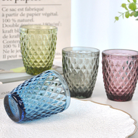 Verres à eau en verre coloré texturé diamant 301-400ml, compatibles lave-vaisselle, pour la maison, les mariages, les restaurants, les fêtes, vente en gros
