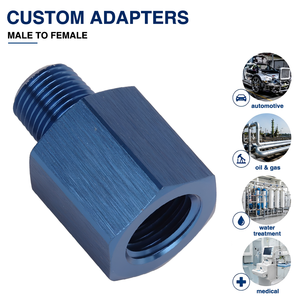 Adaptateur hexagonal mâle-femelle en aluminium anodisé bleu, <span class=keywords><strong>raccord</strong></span> de tuyauterie NPT BSP métrique, pour applications automobiles, huile, gaz, eau, médical - Product Image 1