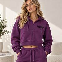 Sweat-shirt décontracté surdimensionné à capuche zippé pour femme, avec logo personnalisé, tricoté, à manches longues, avec cordon de serrage et poche avant, idéal pour le printemps