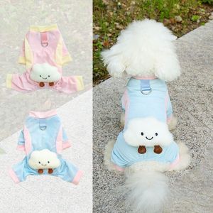Traje de Felpa para Mascotas, Color Azul y Rosa, Ropa de Verano para Perros, Ligero, de Poliéster, con Cuatro Patas - Product Image 1