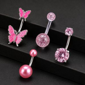 Lot de 4 Piercings de <span class=keywords><strong>Nombril</strong></span> Papillon à Bille, Bestseller, en Acier Inoxydable avec Paillettes en <span class=keywords><strong>Plastique</strong></span> Transparent, Bijoux Quotidiens - Product Image 2
