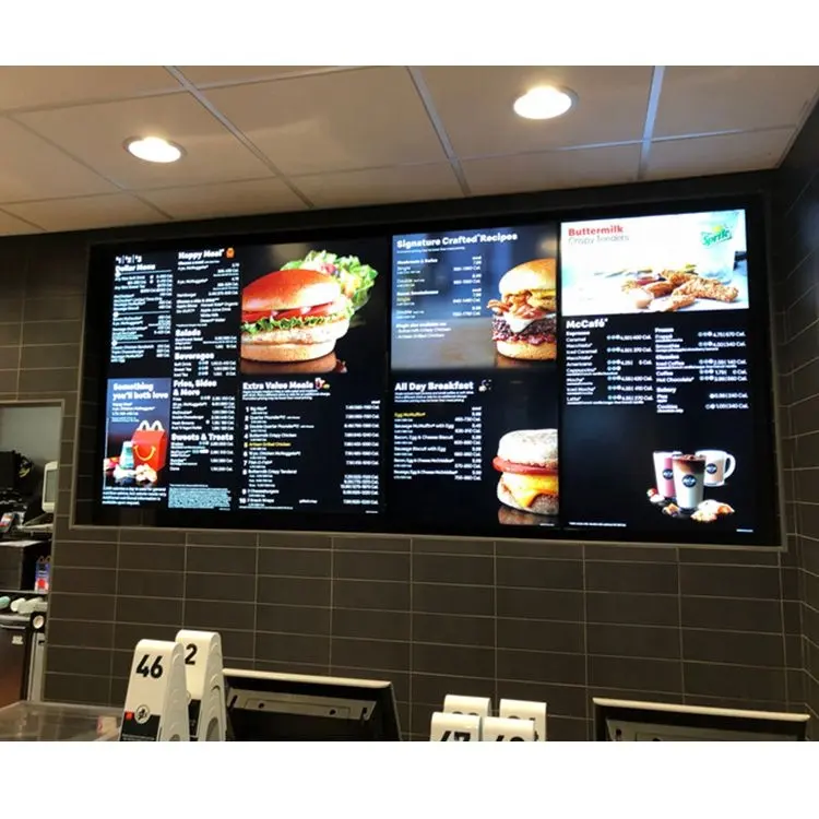 55inch High Brightness Restaurant Mcdonald Fast Food Drive-thru Digital Menu Board Display