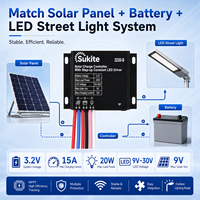 Contrôleur solaire PWM Boost 3220 3.2V 20W 15A fiable Sukite pour éclairage public à énergie solaire avec capteur