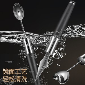 Cuchillo para frutas de acero inoxidable 316 con mango de madera negra, herramienta multiusos para tallar y preparar platos de frutas DIY. - Product Image 1